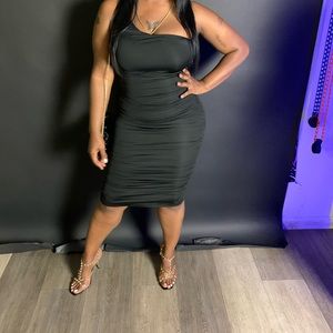 sexy black one sleeve dress